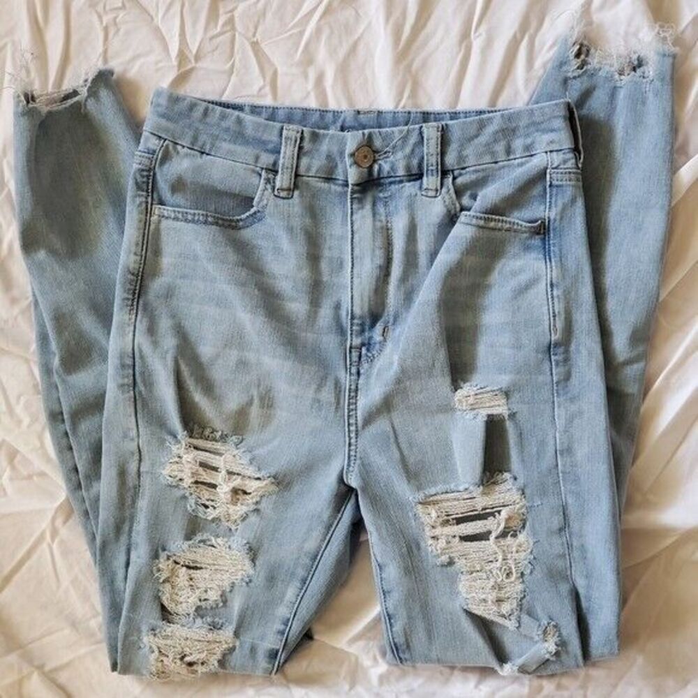American Eagle Curvy Highest Rise Jegging Size 8 Distressed destroyed faded AEO